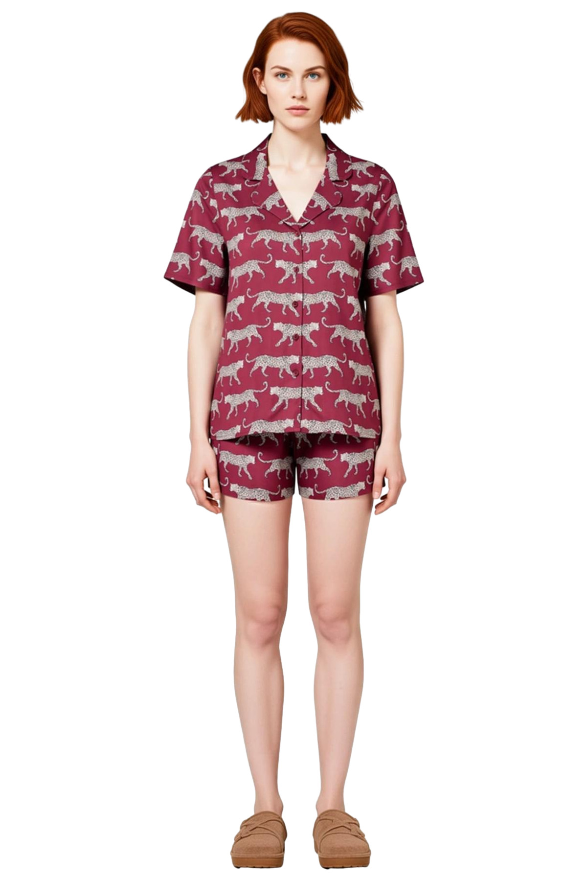 Kadın Şık Desenli Viskon Pijama Takımı Rahat Yazlık Shally Dokuma Trend Tasarım Özel