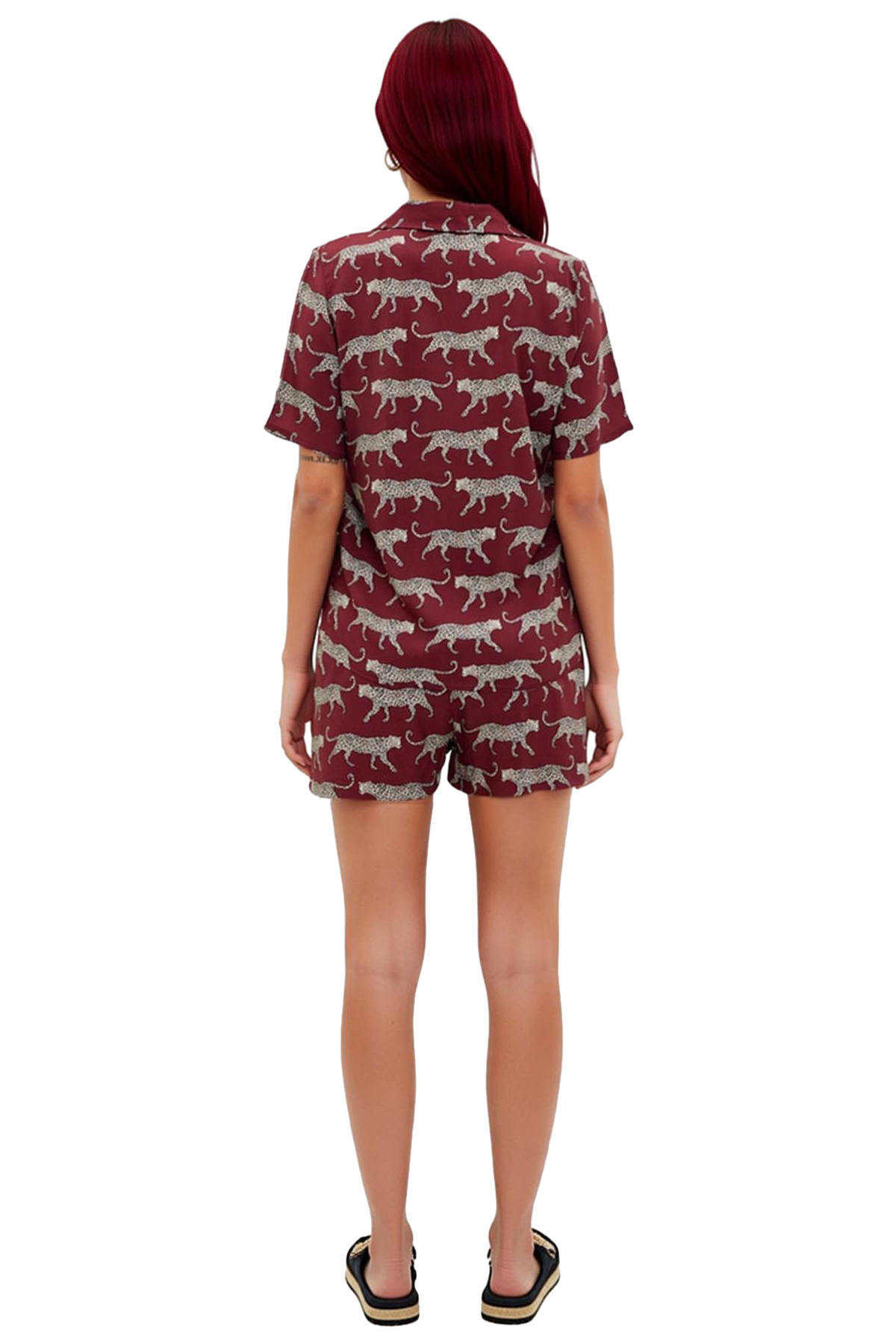 Kadın Şık Desenli Viskon Pijama Takımı Rahat Yazlık Shally Dokuma Trend Tasarım Özel