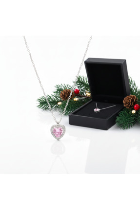 vüs jewel Gümüş Kalpli Kolye Rodyum Kaplamalı