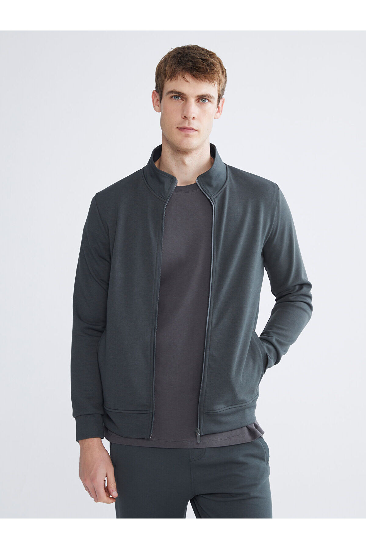LC Waikiki Peak New Season Stand Collar Long Sleeve Men's Zippered Sweatshirt