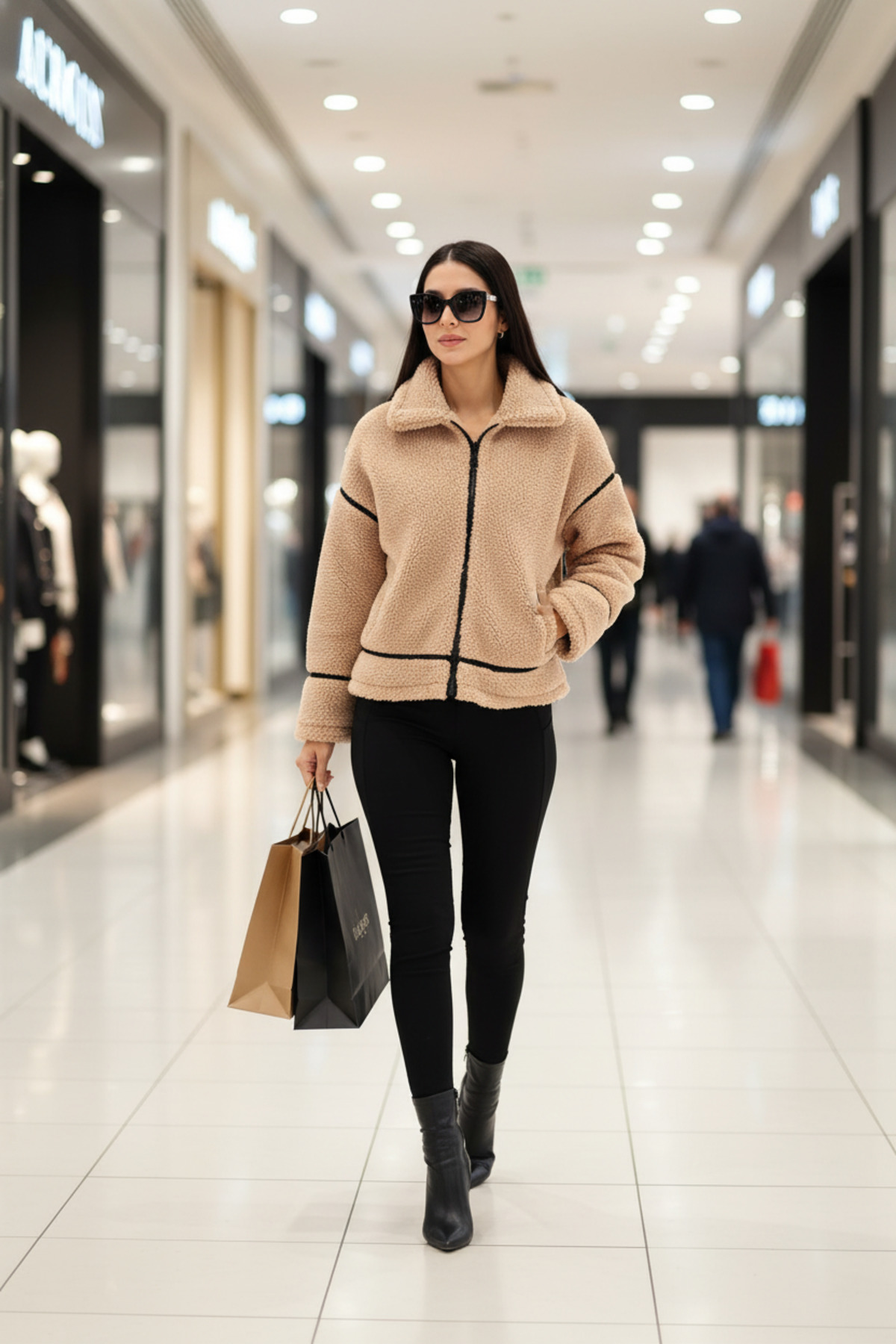 Scorp Shine Casual Kadın Peluş Mont Camel görsel 6