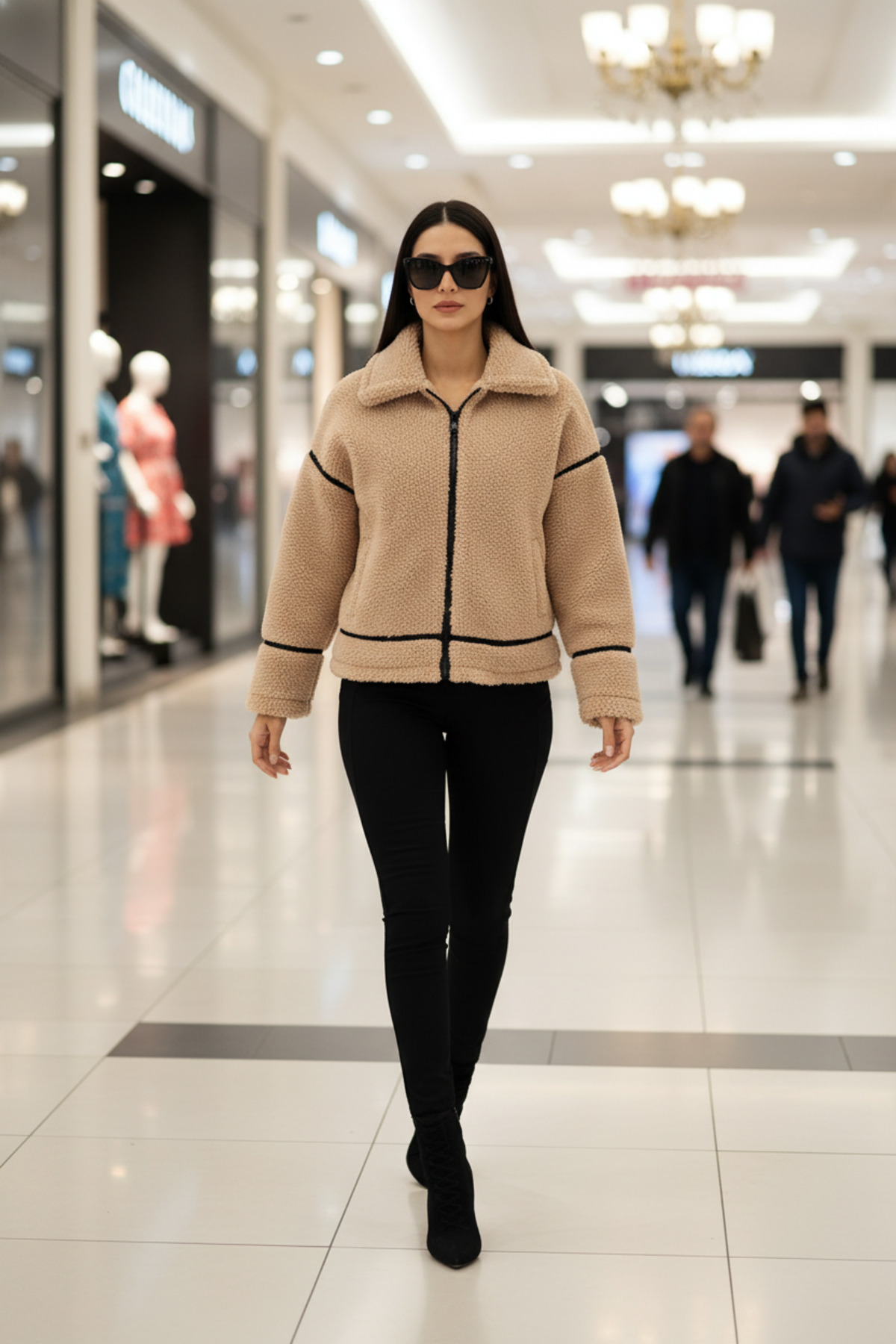 Scorp Shine Casual Kadın Peluş Mont Camel görsel 7