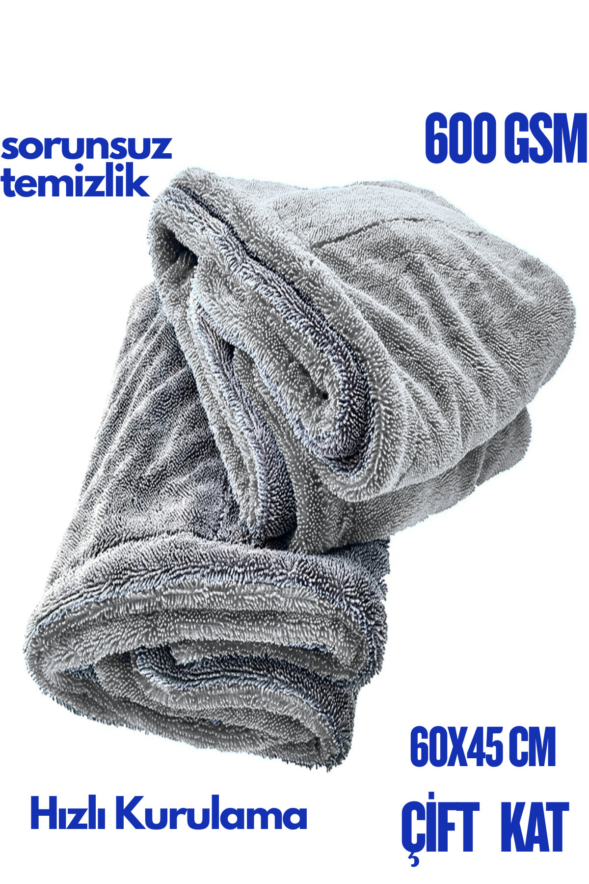 M.Y. TASO Süper Kalın Çift Katman Mikrofiber Vakum Oto Kurulama Havlu