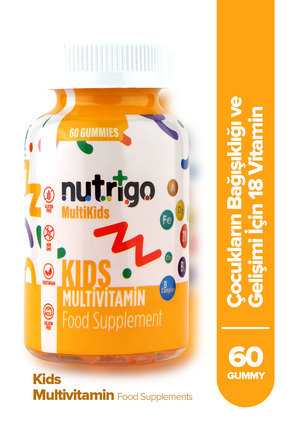 nutrigo Kids Multi Vitamin Sakızlı-60Adet-Temel Minerallerin Tamamı-Glutensiz...