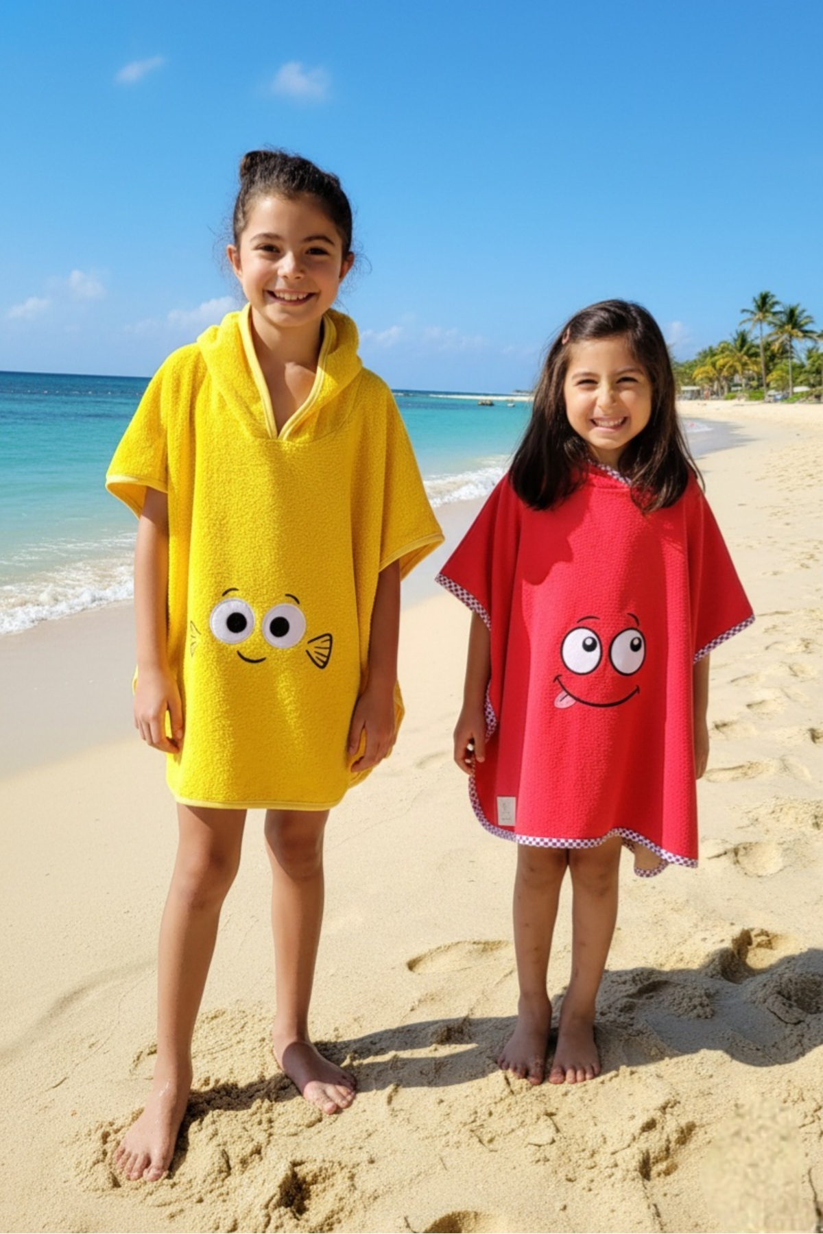 PAMUK HANIM Pamuklu yumuşacık Havlu Kız-erkek Çocuk Deniz Plaj, Havuz, banyo Kapşonlu Panço KIRMIZI /GÖZ fotoğrafı 4 (önizleme)