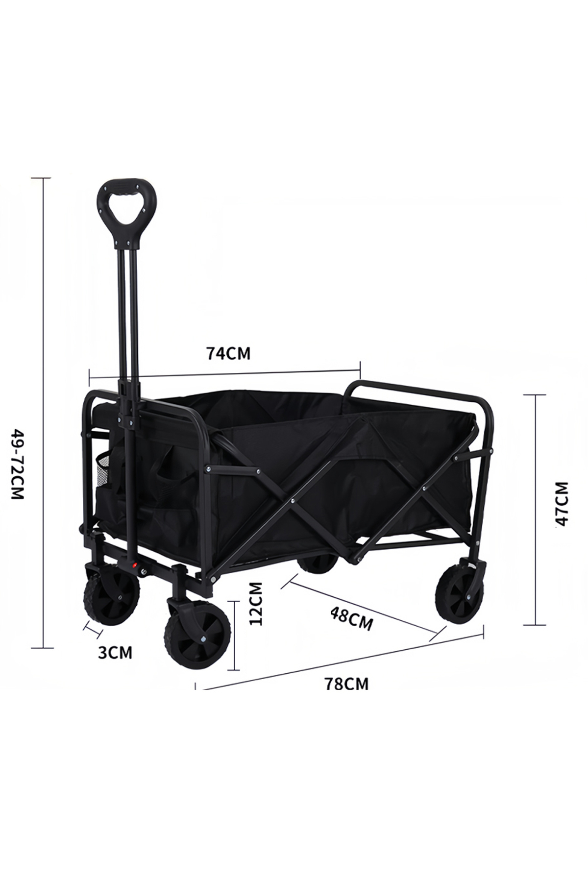 عربة تخييم قابلة للطي، ذات سعة كبيرة وعجلات متينة قابلة للفصل للرحلات والتخييم