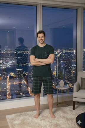 Sude HOMEWEAR ERCAN ERKEK KISA KOL ÜST CEPLİ ALT KAPRİ PJM TAKM