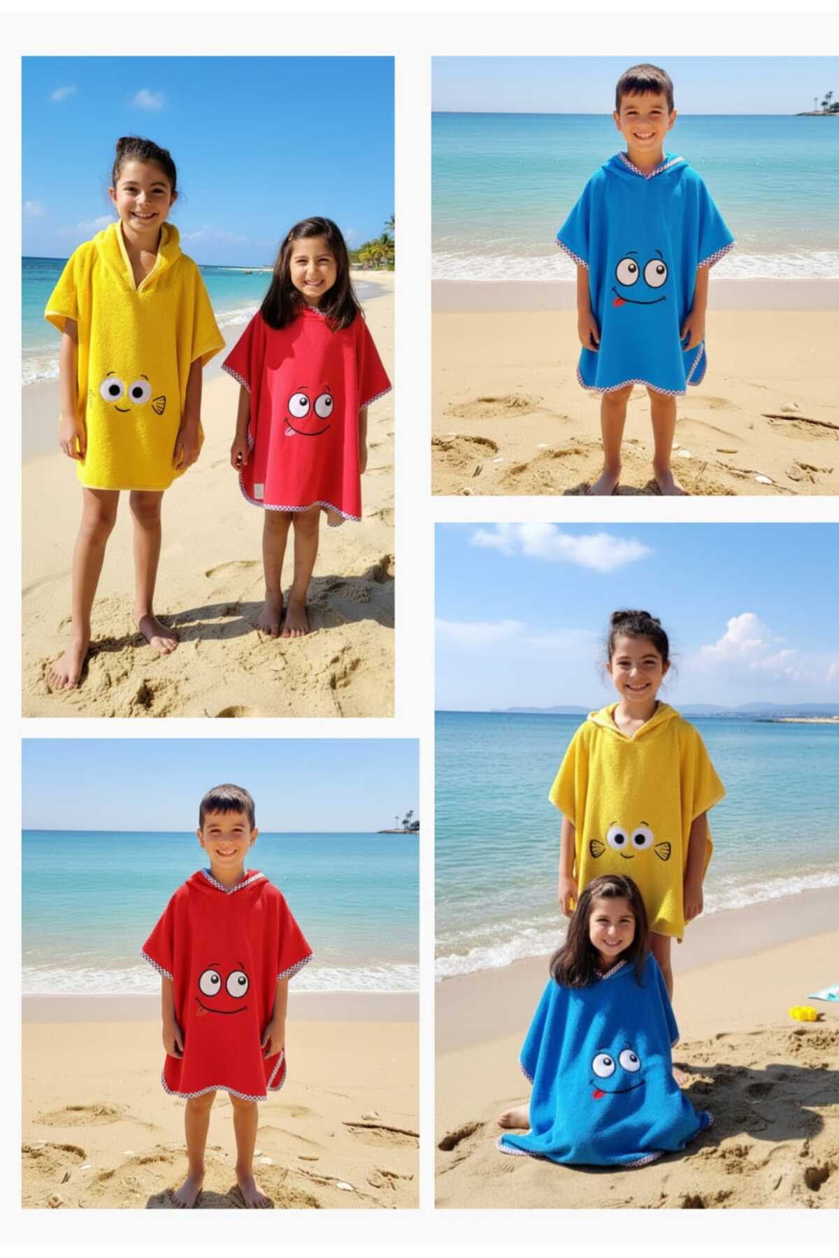 PAMUK HANIM Pamuklu yumuşacık Havlu Kız-erkek Çocuk Deniz Plaj, Havuz, banyo Kapşonlu Panço SARI /GÖZ fotoğrafı 5 (önizleme)