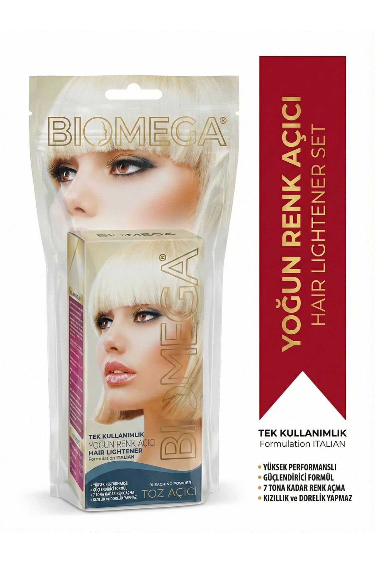 BIOMEGA Tek Kullanımlık Yoğun Renk Açıcı 25gr Toz 60ml Oksidan — 17
