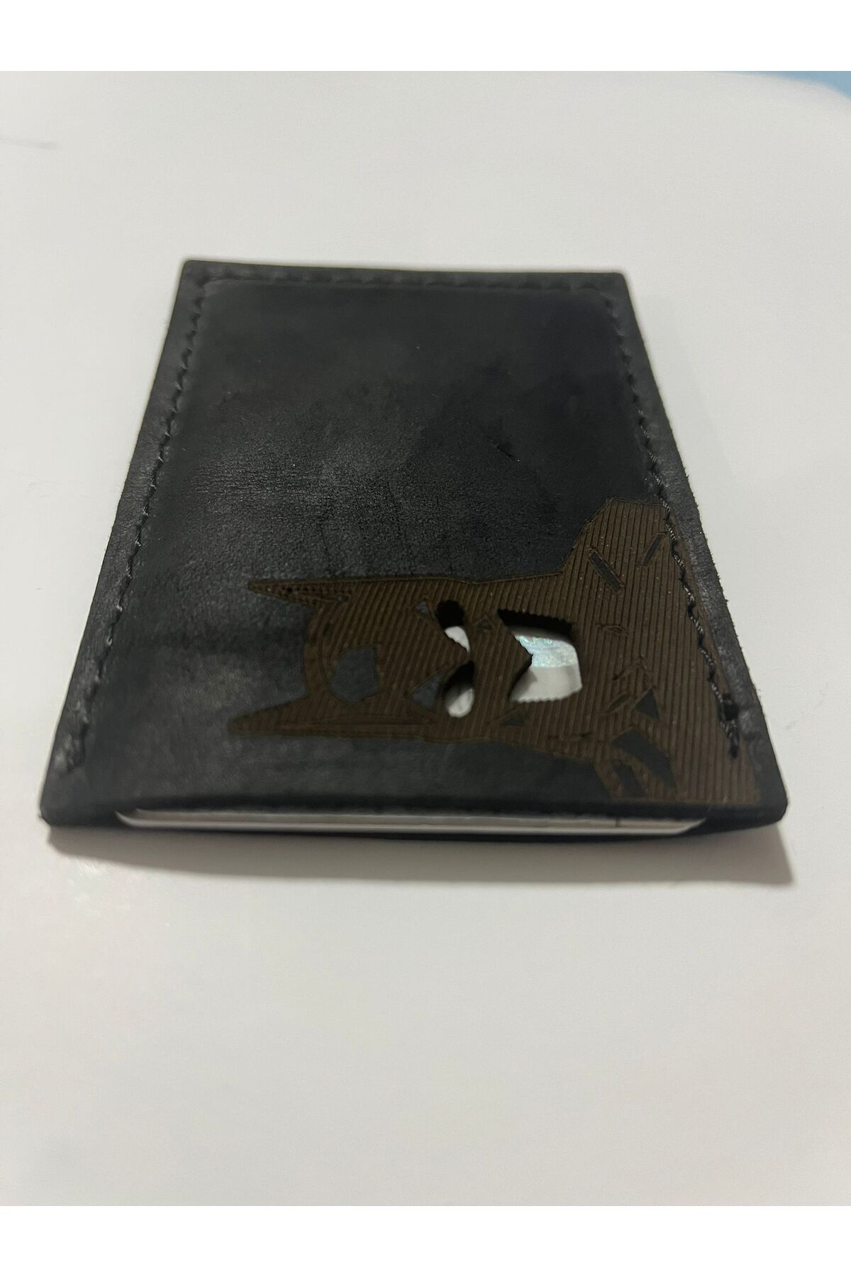 Ayrice Leather Batman Figürlü Hakiki Deri Kartlık, El Yapımı, Şık ve Minimal Tasarım görsel 4