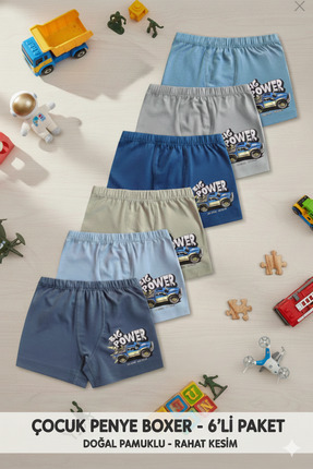 Şenay Erkek çocuk boxer baskılı %100 pamuk  6 lı ekonomik paket kaliteli ve u...