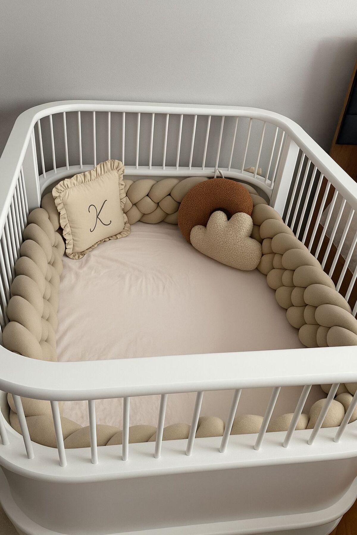 düğüm yastık 500 Cm 4 Örgü Beşik Korumalık - Bej fotoğrafı 2 (önizleme)