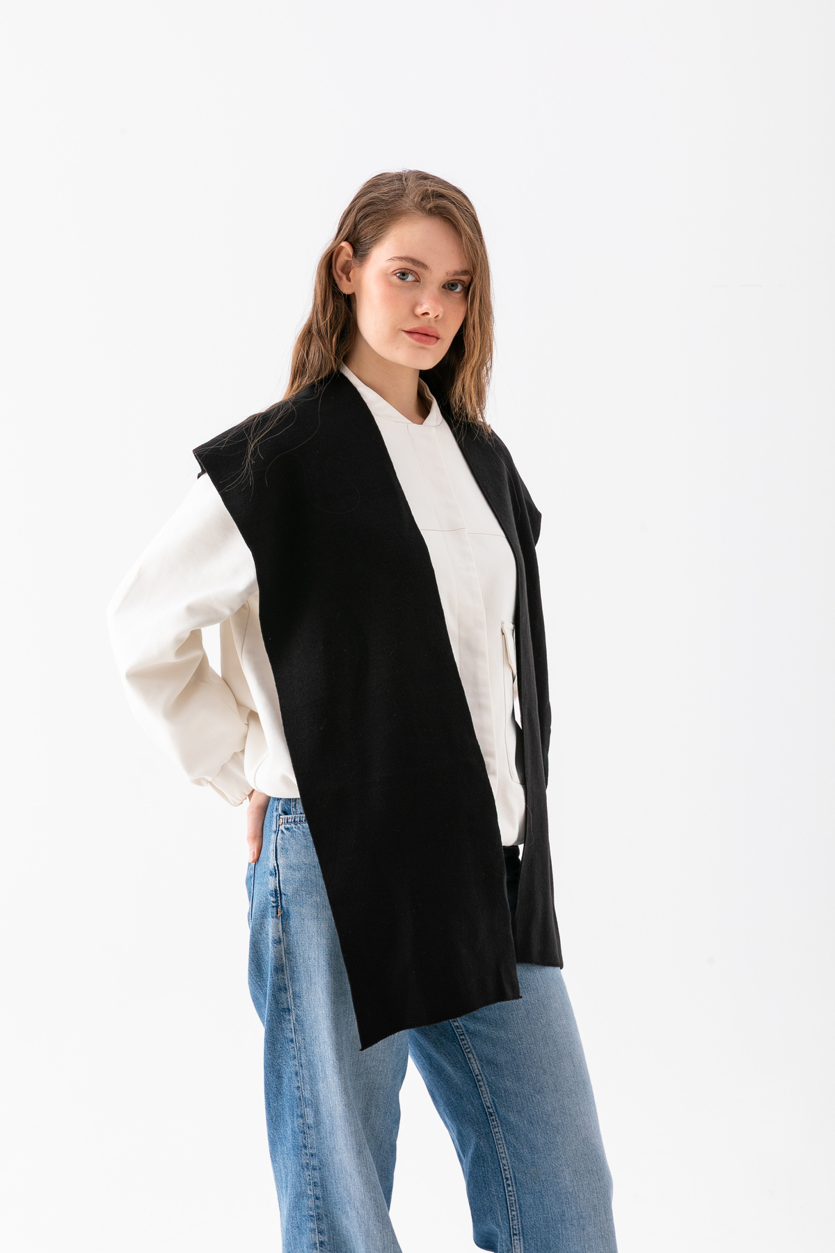 Wega Moda Kare Parçalı Patchwork Atkı - Spor Triko Örme Omuz Atkısı | Unisex Boho Şal - Atkı görsel 7