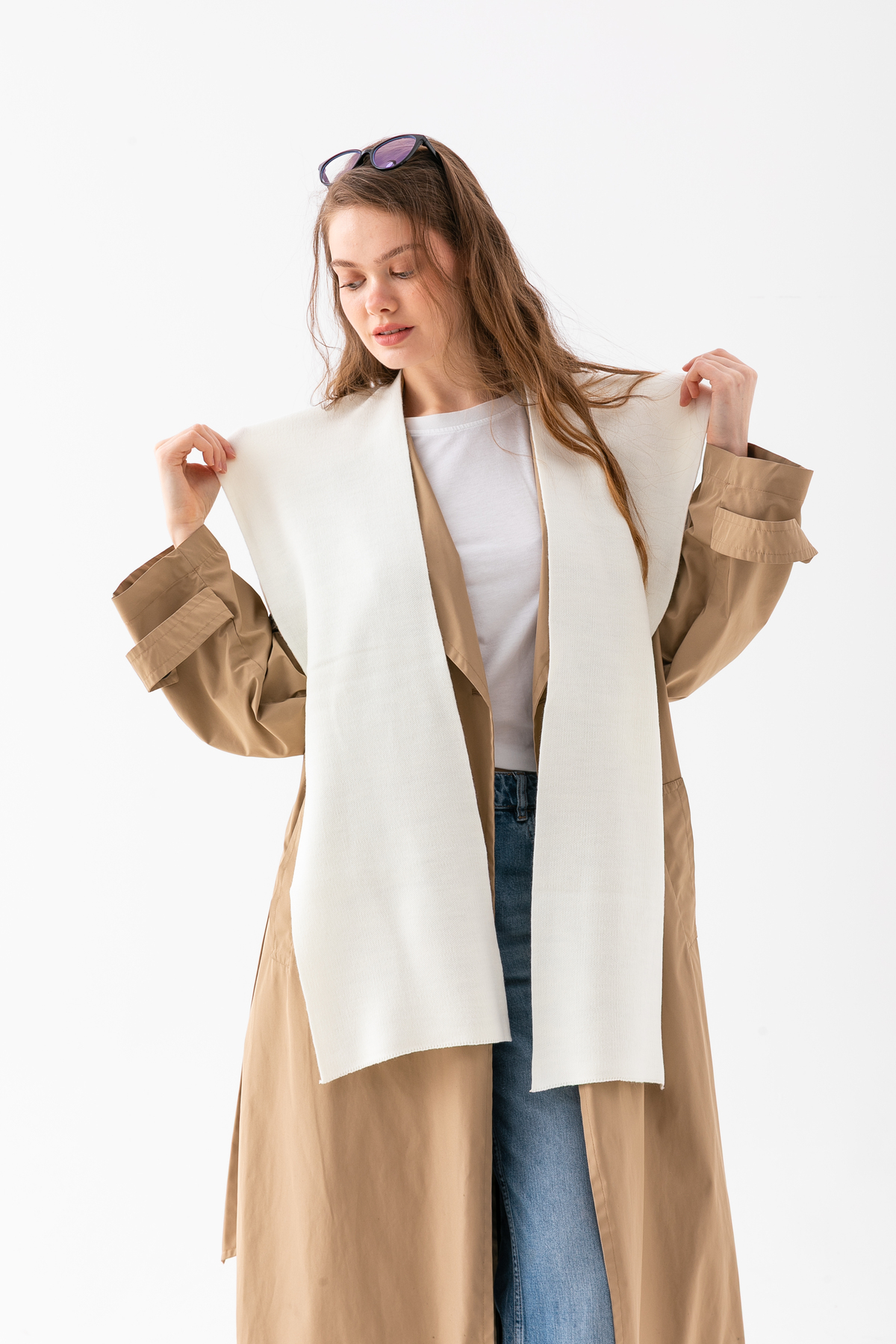 Wega Moda Kare Parçalı Patchwork Atkı - Spor Triko Örme Omuz Atkısı | Unisex Boho Şal - Atkı görsel 6