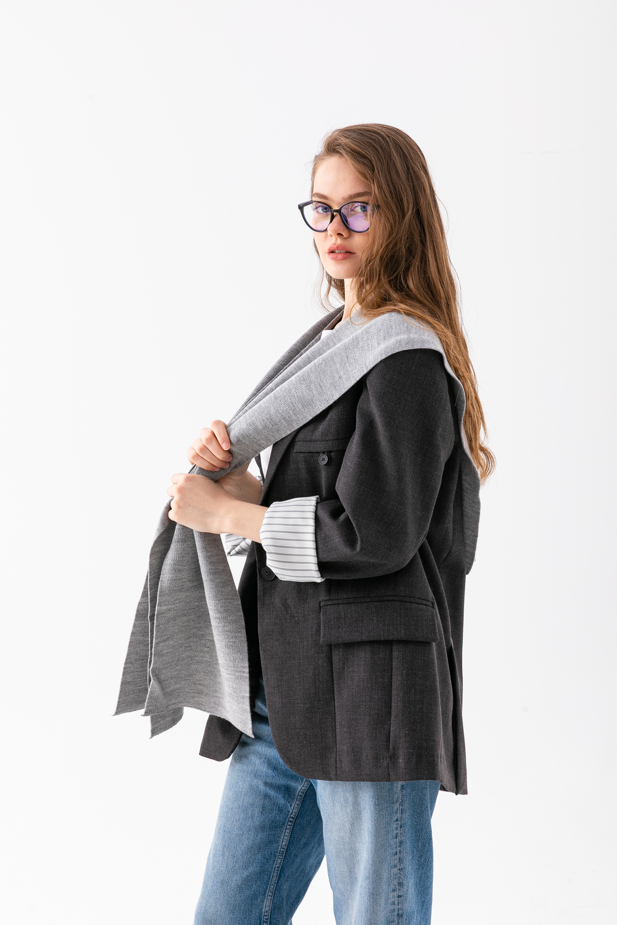 Wega Moda Kare Parçalı Patchwork Atkı - Spor Triko Örme Omuz Atkısı | Unisex Boho Şal - Atkı görsel 8