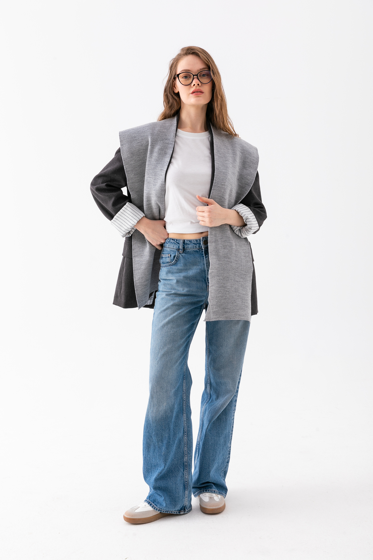 Wega Moda Kare Parçalı Patchwork Atkı - Spor Triko Örme Omuz Atkısı | Unisex Boho Şal - Atkı görsel 2