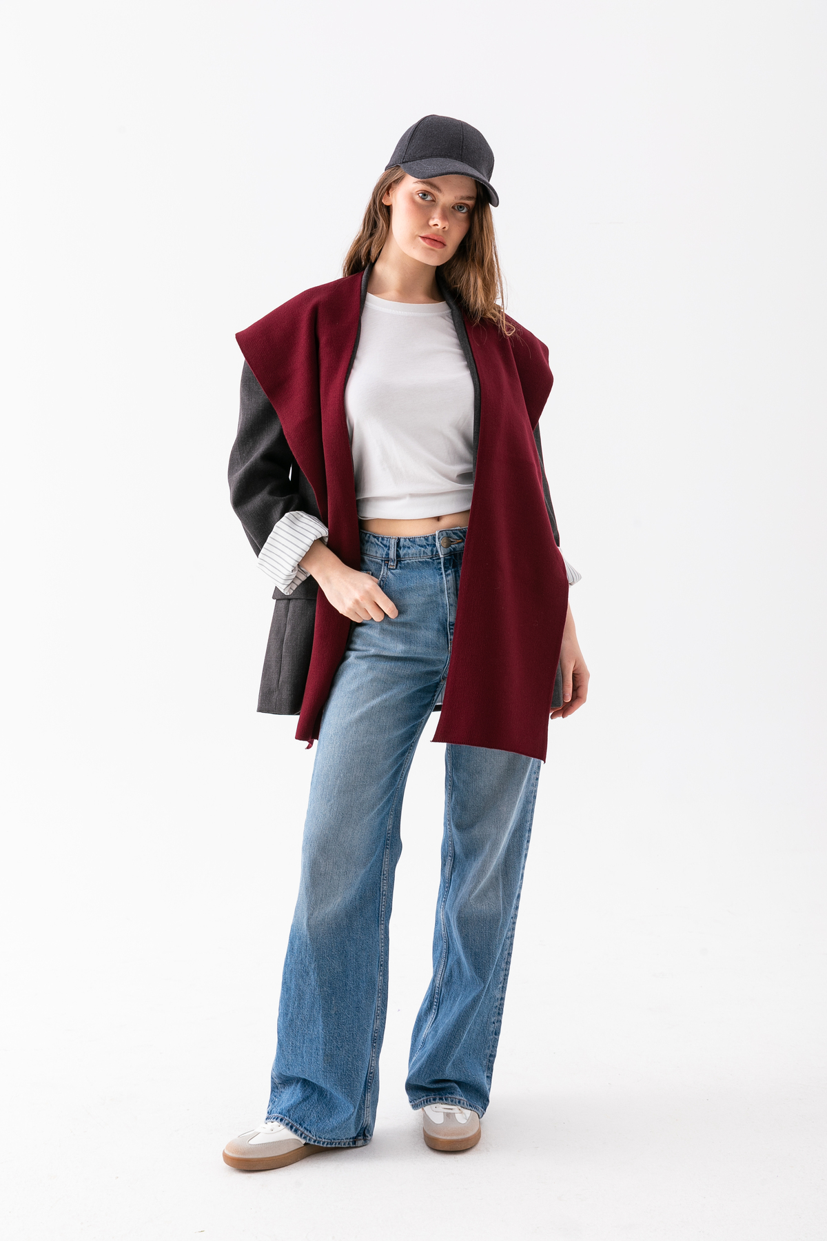 Wega Moda  Kare Parçalı Patchwork Atkı - Spor Triko Örme Omuz Atkısı | Unisex Boho Şal - Atkı - Görsel 2