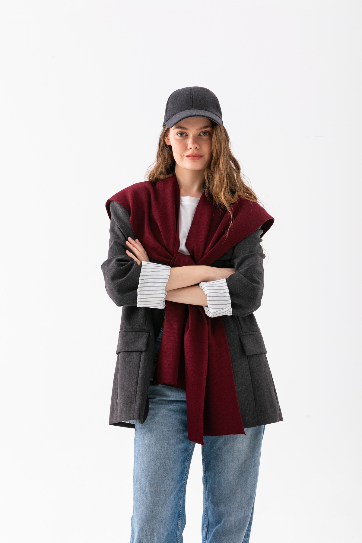 Wega Moda  Kare Parçalı Patchwork Atkı - Spor Triko Örme Omuz Atkısı | Unisex Boho Şal - Atkı - Görsel 4