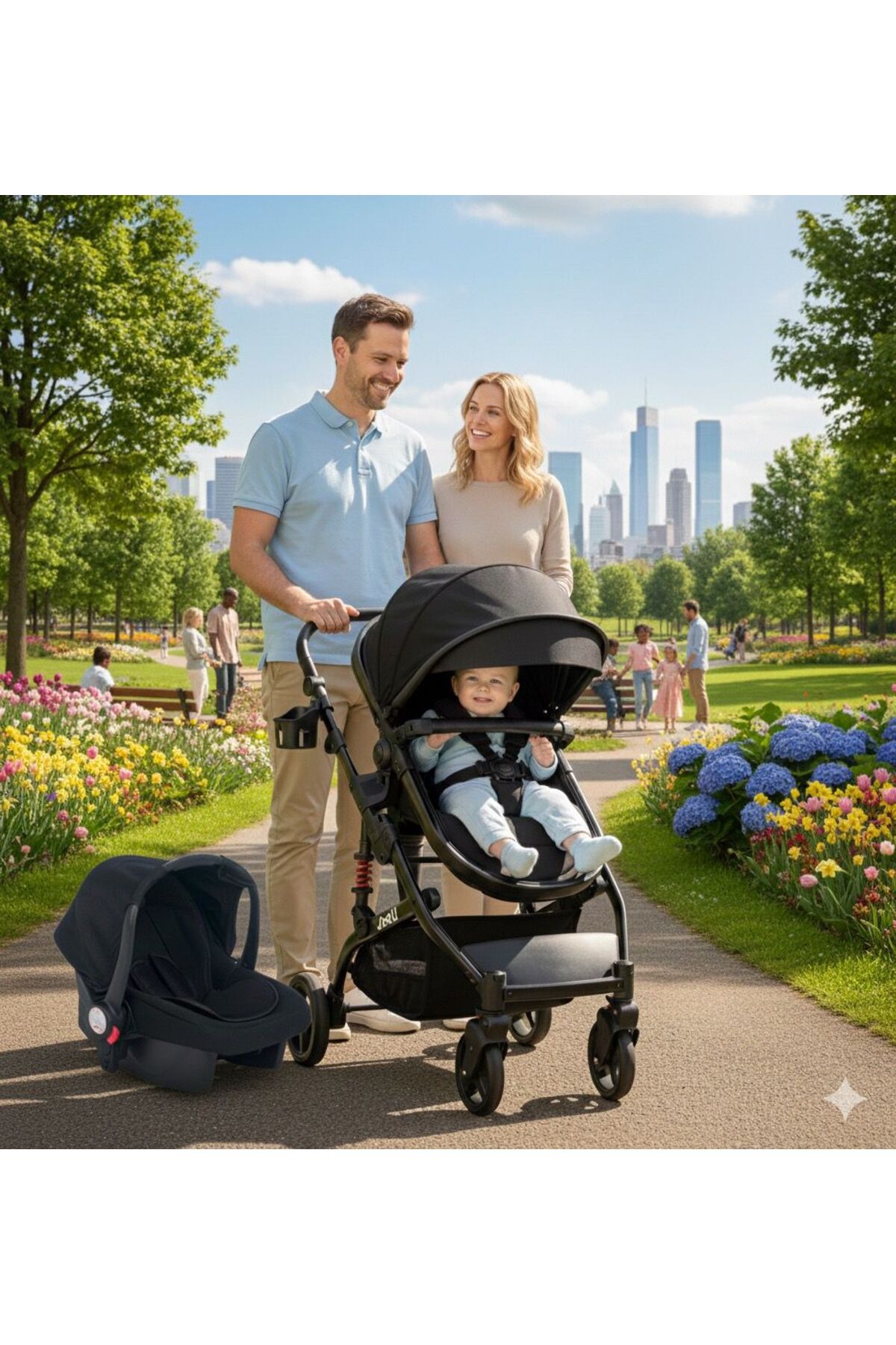 Mamma MARKA JOELL TRV 6 in 1 Yeni Nesil Mama Tablalı Çift Yönlü Amortisörlü Travel Sistem Bebek Arabası fotoğrafı 2 (önizleme)