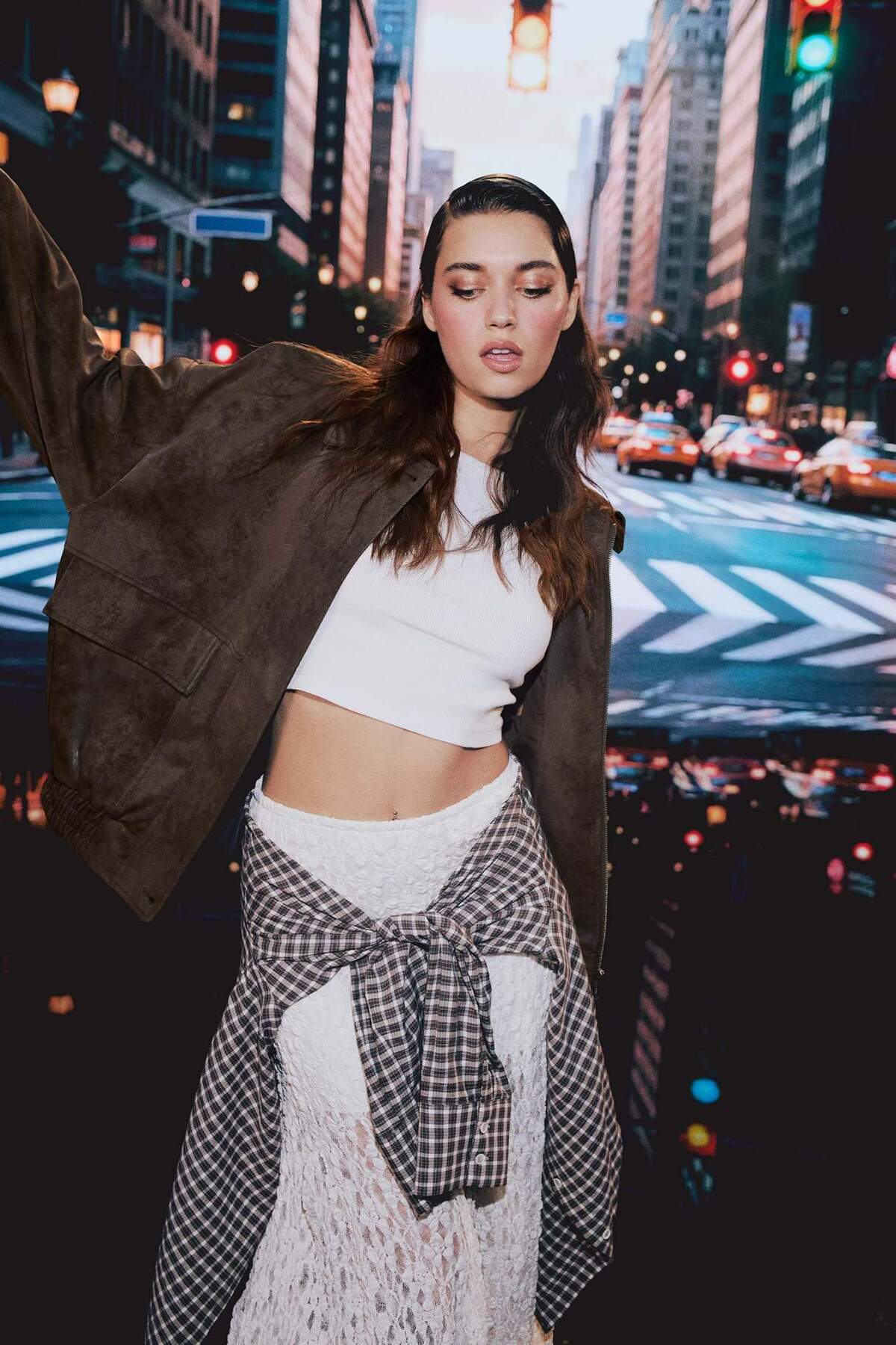 Defacto  Afra x Dad Fit Polo Yaka Fermuarlı Süet Ceket F9502AX25AU - Görsel 3