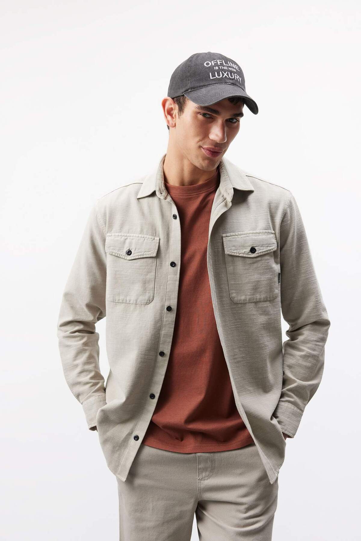 DeFacto %100 Pamuk Regular Fit Polo Yaka Basic Düz Uzun Kollu Gömlek B2654AX25SP