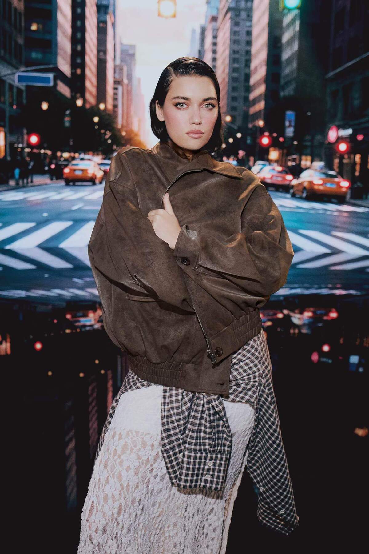 Defacto  Afra x Dad Fit Polo Yaka Fermuarlı Süet Ceket F9502AX25AU