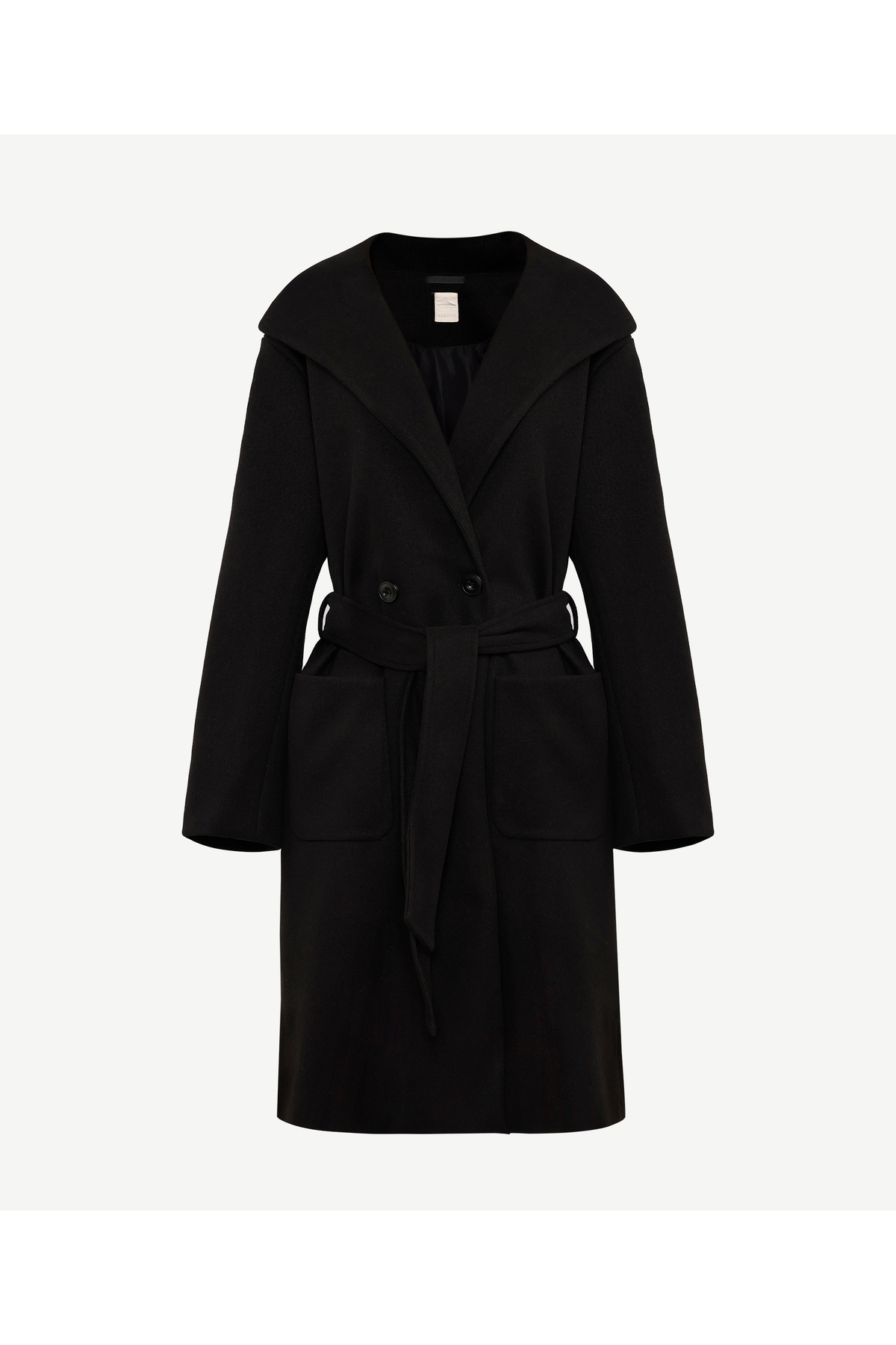 Yargıcı  Kapüşonlu Ve Kemerli Uzun Palto - Görsel 6