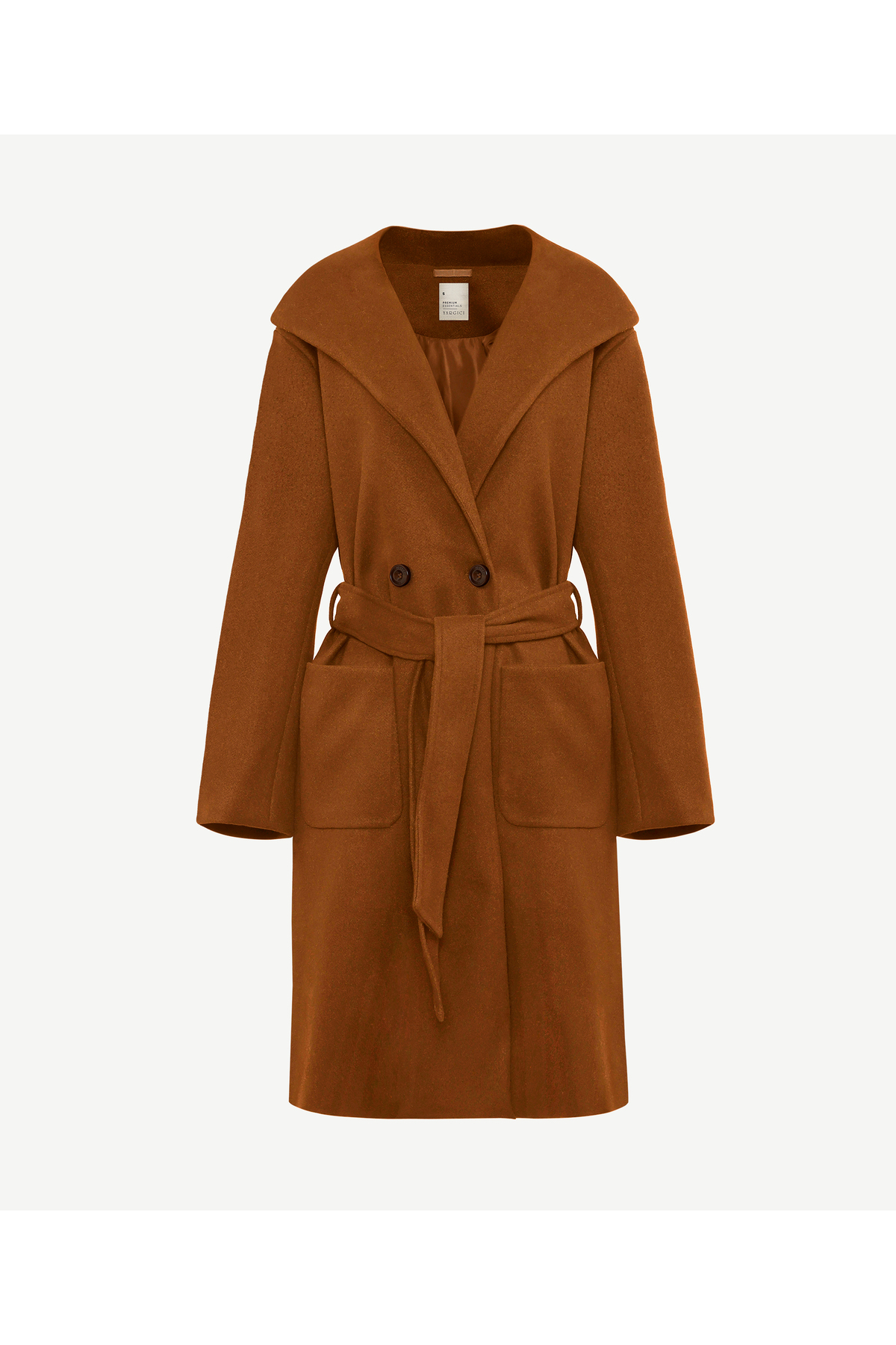 Yargıcı  Kapüşonlu Ve Kemerli Uzun Palto - Görsel 7