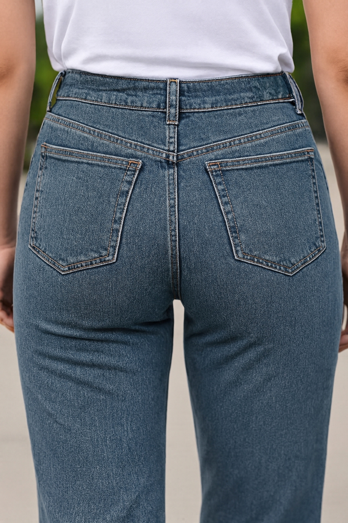 CEDY DENIM  - Kadın Büyük Benden Boru Paça Yüksek Bel Regular Fit Likralı Pantolon C626-Mavi - Görsel 4
