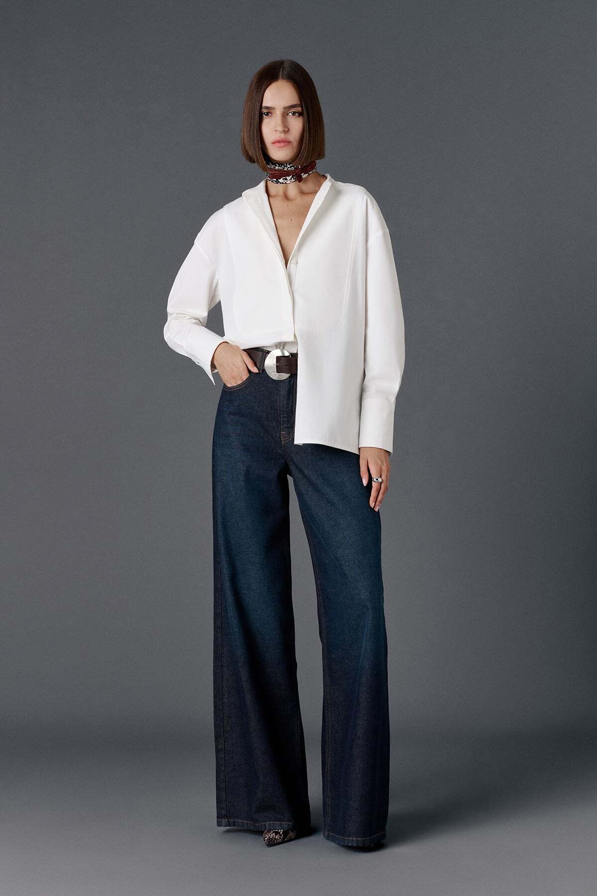 VATKALI  Hakim yaka oversize gömlek - Görsel 2