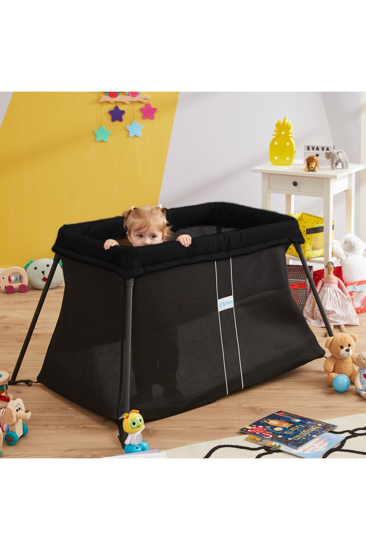 Svava Katlanabilir Seyahat Çocuk Park Yatağı Beşik Ve Bebek Oyun Parkı (SİYAH) fotoğrafı 3 (önizleme)