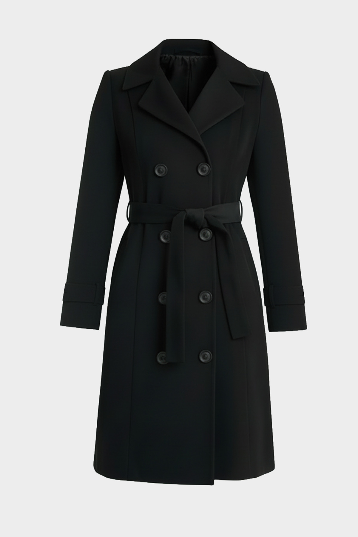 Soydan Güner  Kadın Kruvaze Kuşaklı Kulplu Kesim Kaban Siyah 6610 - Görsel 8