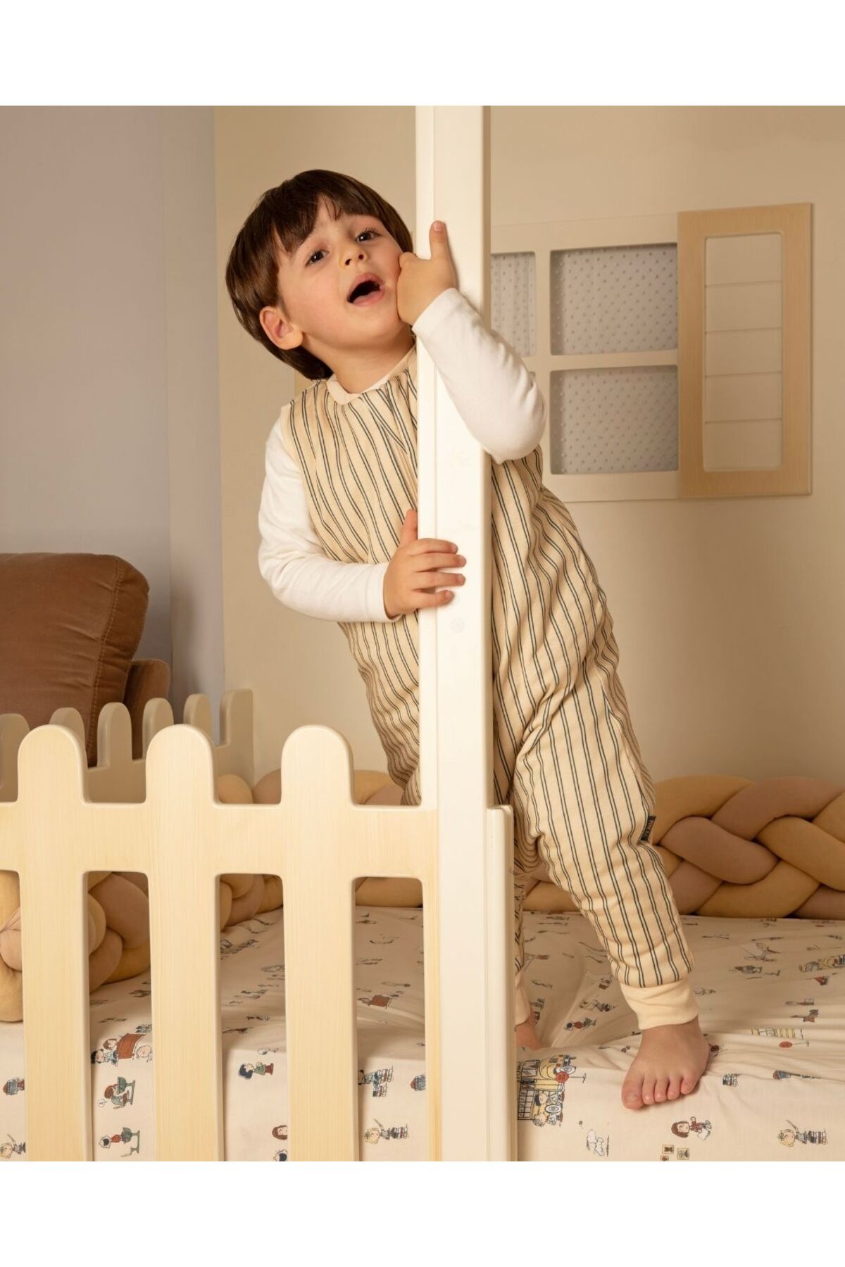 Pine Baby Home %100 Pamuk 1.0 TOG Unisex Bebek Çocuk Uyku Tulumu OEKO-TEX Sertifikalı - Heritage Sand fotoğrafı 6 (önizleme)