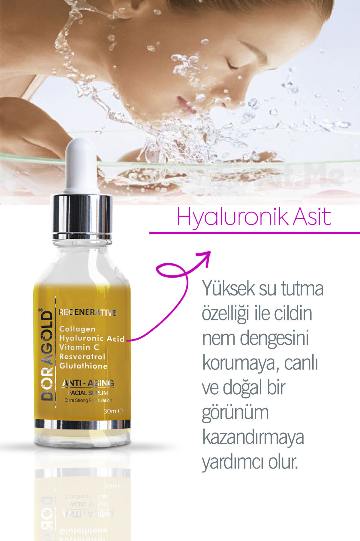 Yaşlanma Kırışıklık Leke Karşıtı Resveratrol Glutatyon C Vitamini Hyalüronik Asit Kolajen Serum 30ml — DG-S411 — تصویر 5 از 8