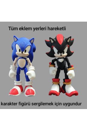 Workshopin3D 2'li Kirpi Sonic ve Shadow Film Karakteri Figürü 13cm ürün çocuk...