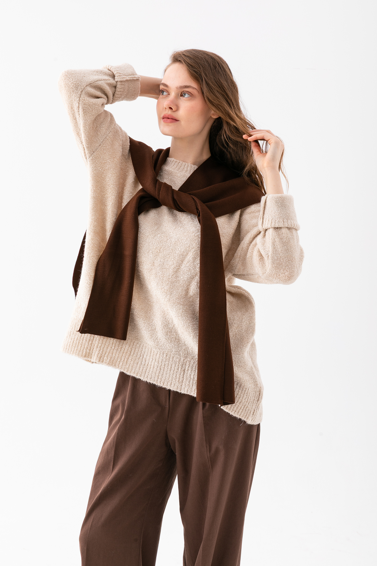 Wega Moda  Kare Parçalı Patchwork Atkı - Spor Triko Örme Omuz Atkısı | Unisex Boho Şal - Atkı - Görsel 5