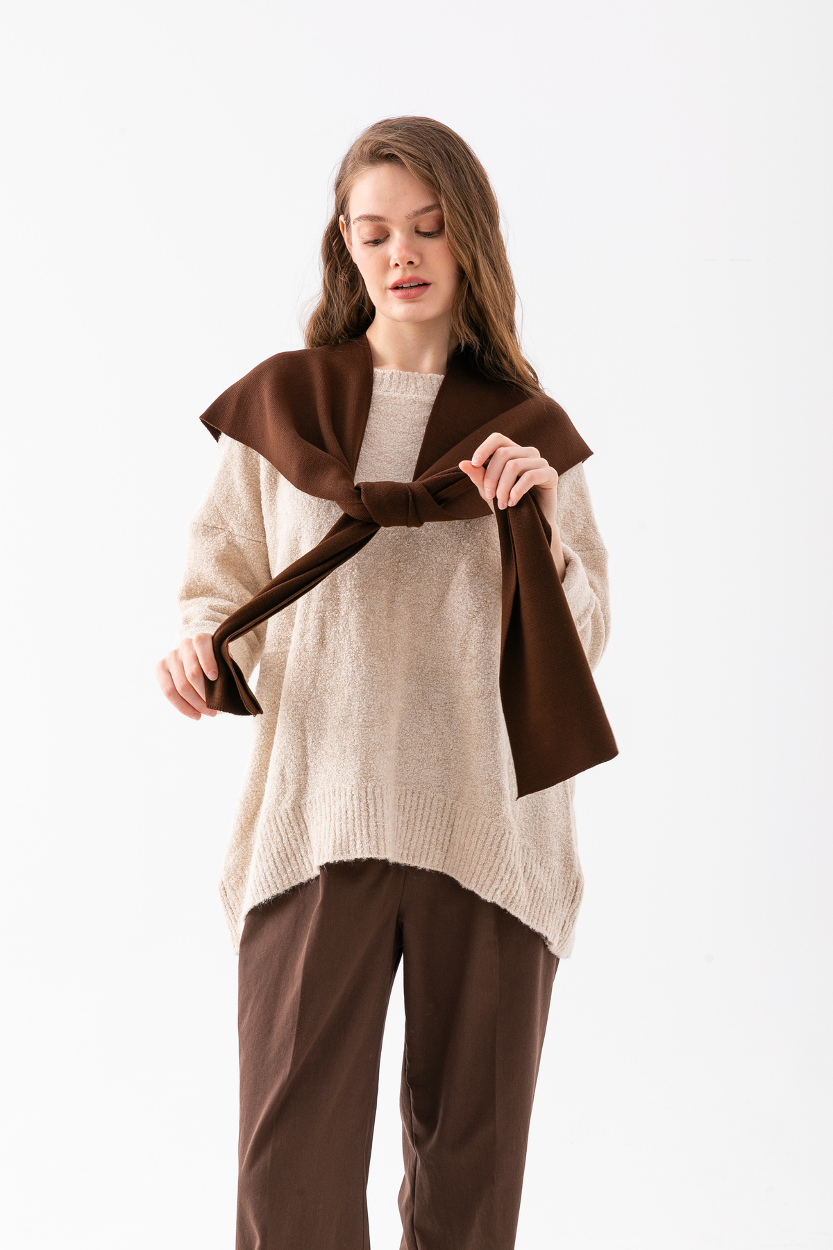 Wega Moda  Kare Parçalı Patchwork Atkı - Spor Triko Örme Omuz Atkısı | Unisex Boho Şal - Atkı - Görsel 4