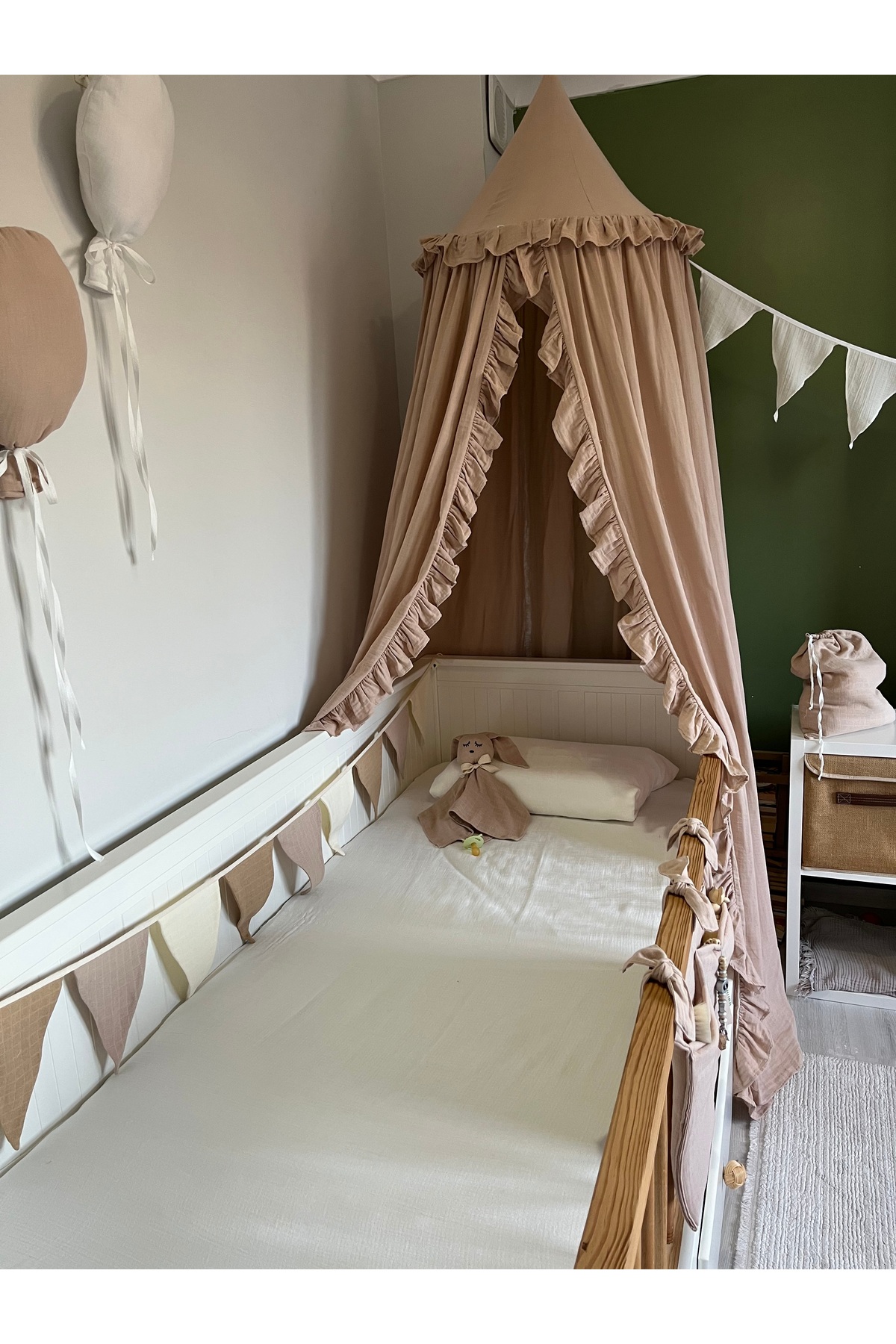 Hubb Müslin fırfırlı Cibinlik, beşik Cibinlik ,yatak Cibinlik, okuma köşesi oyun çadırı fotoğrafı 5 (önizleme)