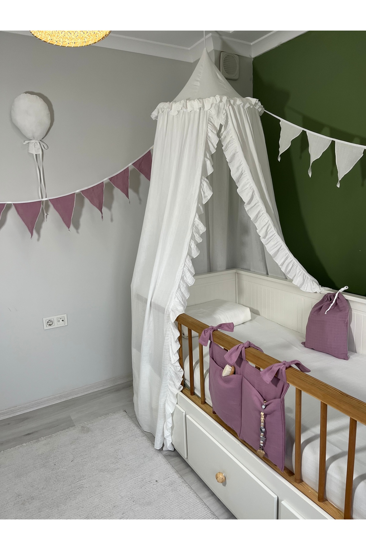 Hubb Müslin fırfırlı Cibinlik, beşik Cibinlik ,yatak Cibinlik, okuma köşesi oyun çadırı fotoğrafı 5 (önizleme)