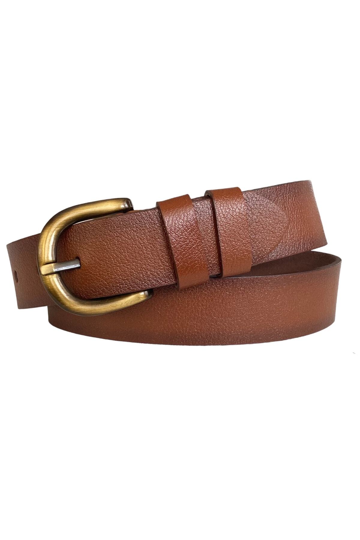 100% Genuine Leather, Legendary Gold Brushed Buckle, Brown Women's Jeans Belt 4 Cm= 26-gold zip