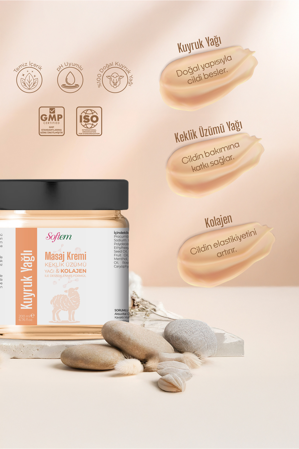Kuyruk Yağı Masaj Kremi - 200 ml Kolajen Destekli Formül — M04027 — تصویر 3 از 4