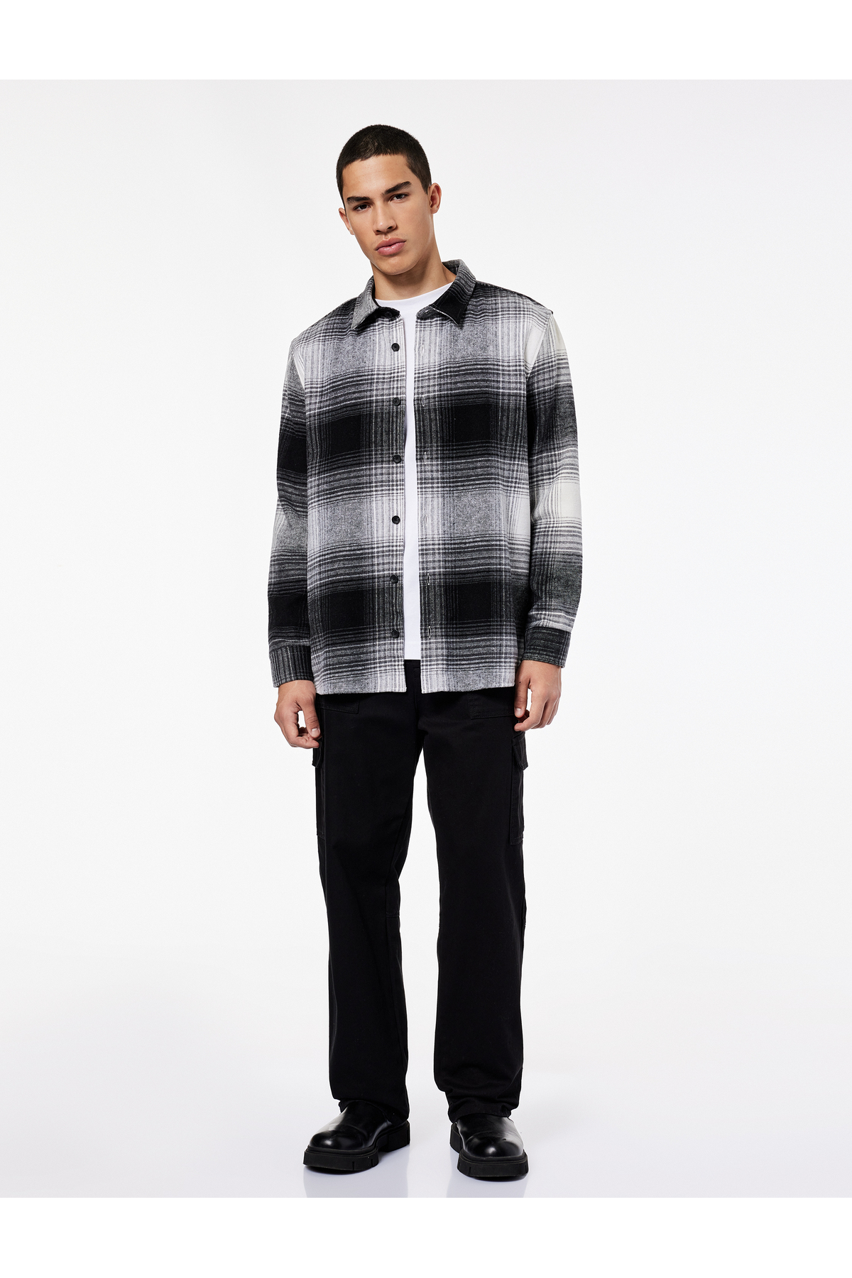 کوتون پیراهن مردانه طرح‌دار یقه کلاسیک طرح‌دار آستین بلند معمولی