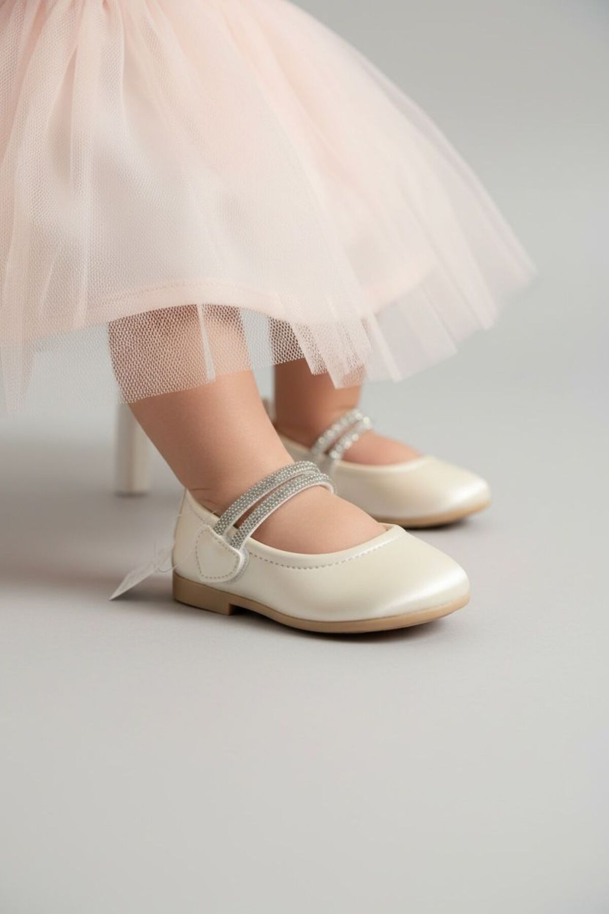 Girls Cream Stone Orthopedic Flat Shoes