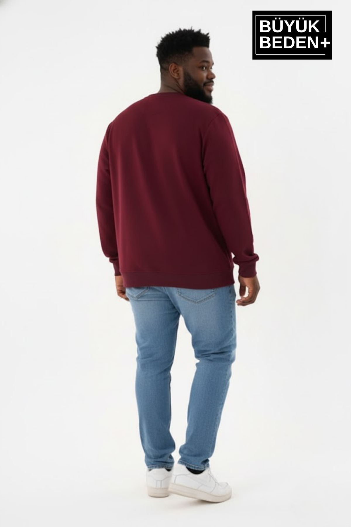 Süperlife Erkek Büyük Beden Bisiklet Yaka Kollar ve Etek Ribanalı İnce Sweatshirt SPR26BSW956 görsel 4