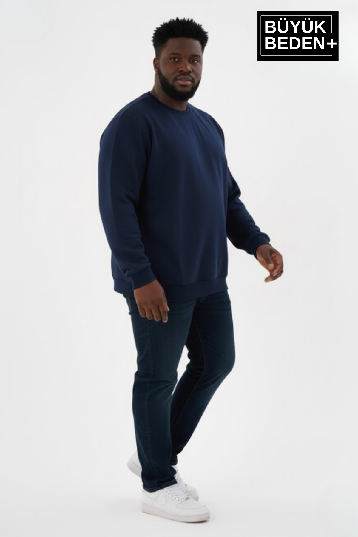 Süperlife Erkek Büyük Beden Bisiklet Yaka Kollar ve Etek Ribanalı İnce Sweatshirt SPR26BSW956 görsel 2