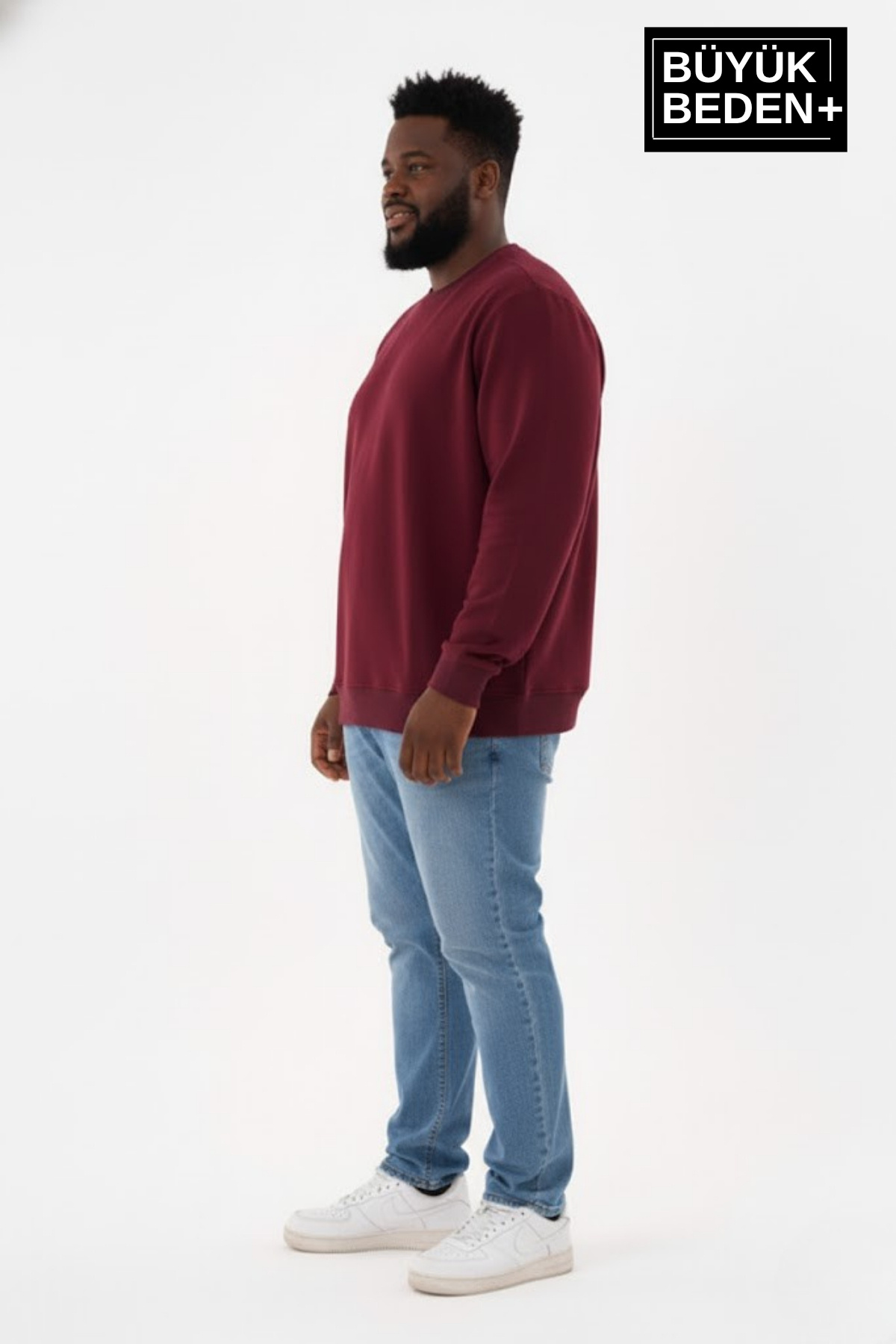 Süperlife Erkek Büyük Beden Bisiklet Yaka Kollar ve Etek Ribanalı İnce Sweatshirt SPR26BSW956 görsel 2