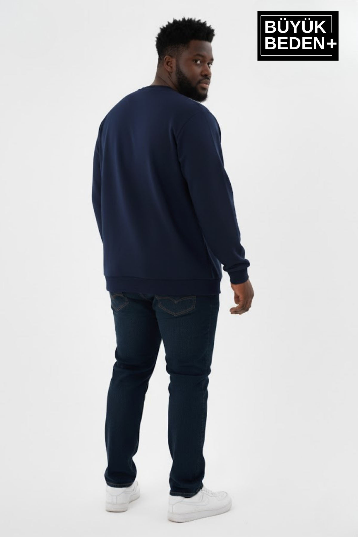 Süperlife Erkek Büyük Beden Bisiklet Yaka Kollar ve Etek Ribanalı İnce Sweatshirt SPR26BSW956 görsel 4