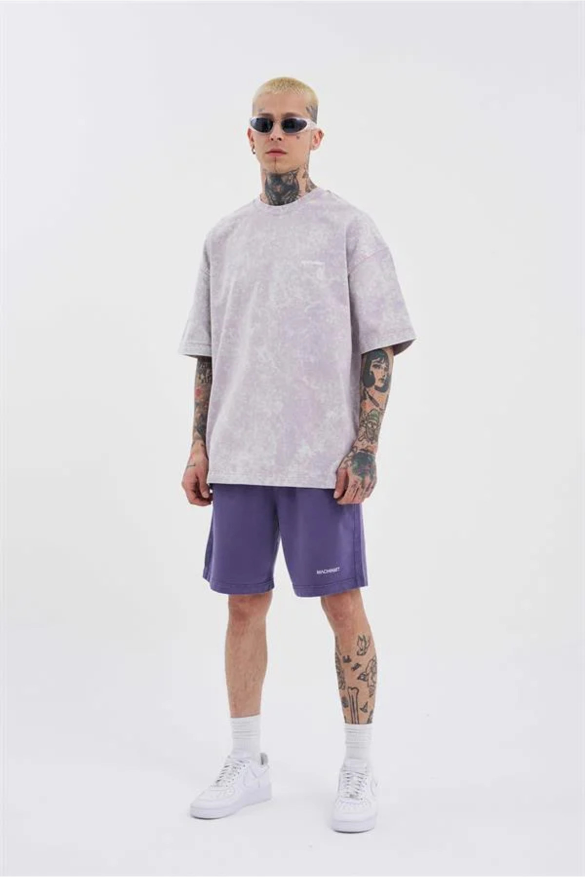 Machinist  Erkek Luxury Basic Yıkamalı Relaxed Şort Mor - Görsel 6