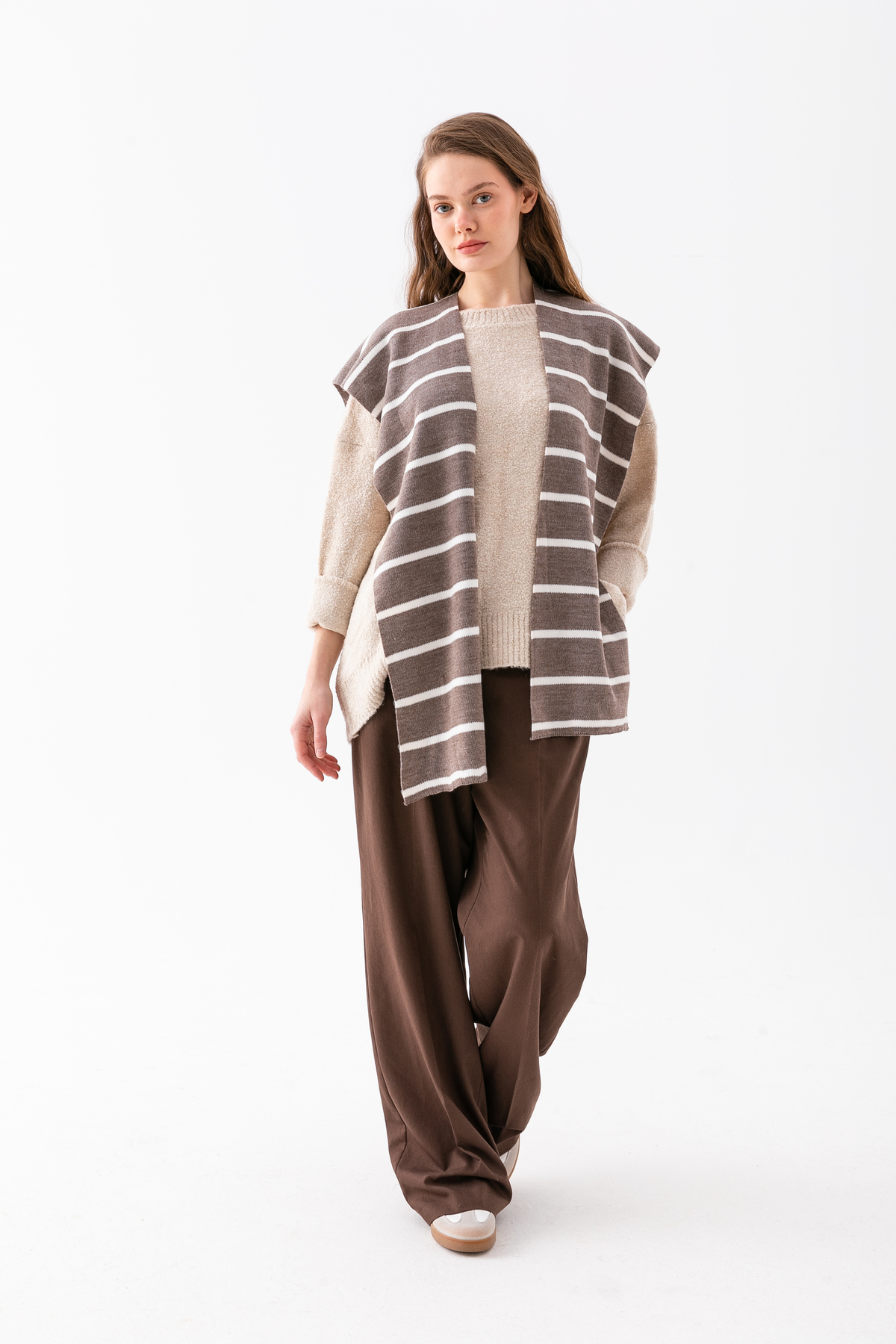 Wega Moda Kare Parçalı Patchwork Atkı - Spor Triko Örme Omuz Atkısı | Unisex Boho Şal - Atkı görsel 2