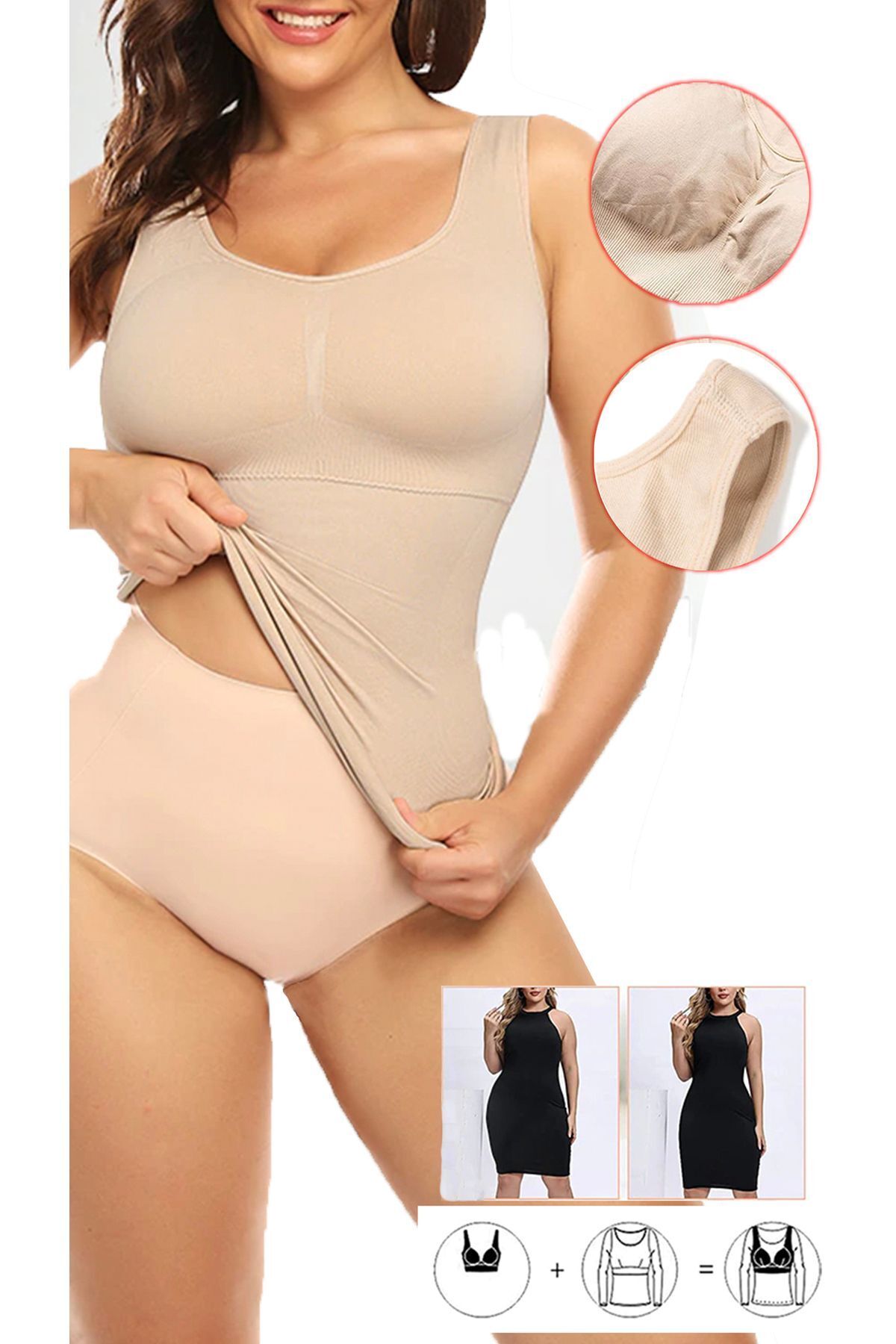 SWEETKORSE Kadın Atlet Korse Göğüs Göbek Bel Toparlayıcı Sıkılaştırıcı Şekillendirici İki Beden görsel 2